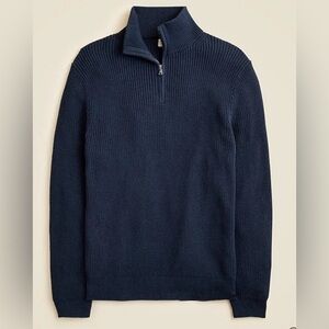J.Crew NWOT Heritage cotton ribbed quarter-zip sweater in navy